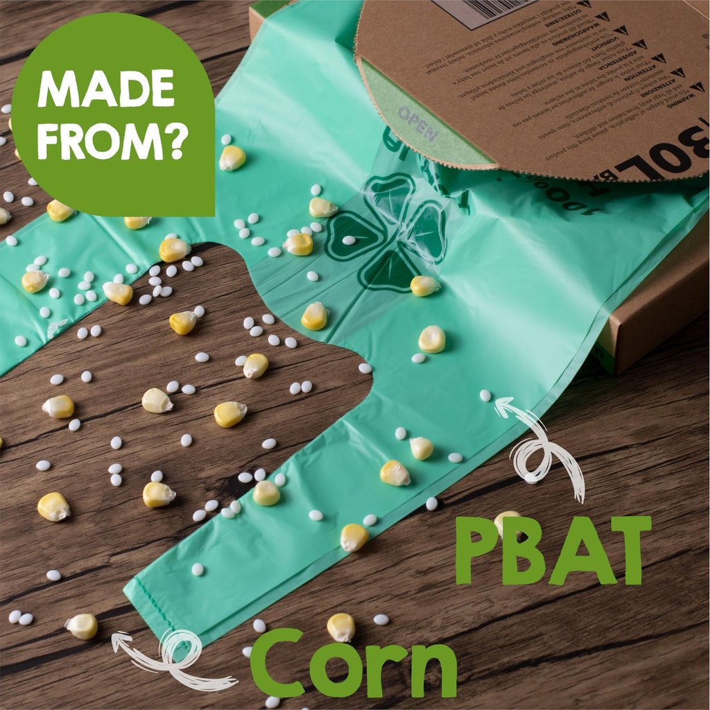 1.6 Gallon Tie Handles Compost Trash Bags 120 Food Scrap Bags, Compostable Kitchen Waste Bags with Europe EN13432 & ASTM D6400 Certified