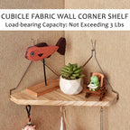 Fabric Wall Cubicle Corner Shelf with Hooks for Women Men, 2 Pack