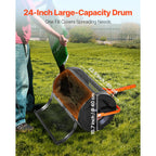 VEVOR Compost Spreader, 24 in Wide Peat Moss Spreader with T Shaped Handle, 3 Heights Adjustable, Powder-Coated Steel Garden Peat Moss Roller, Heavy Duty Grass Seed Spreaders for Planting Seeding