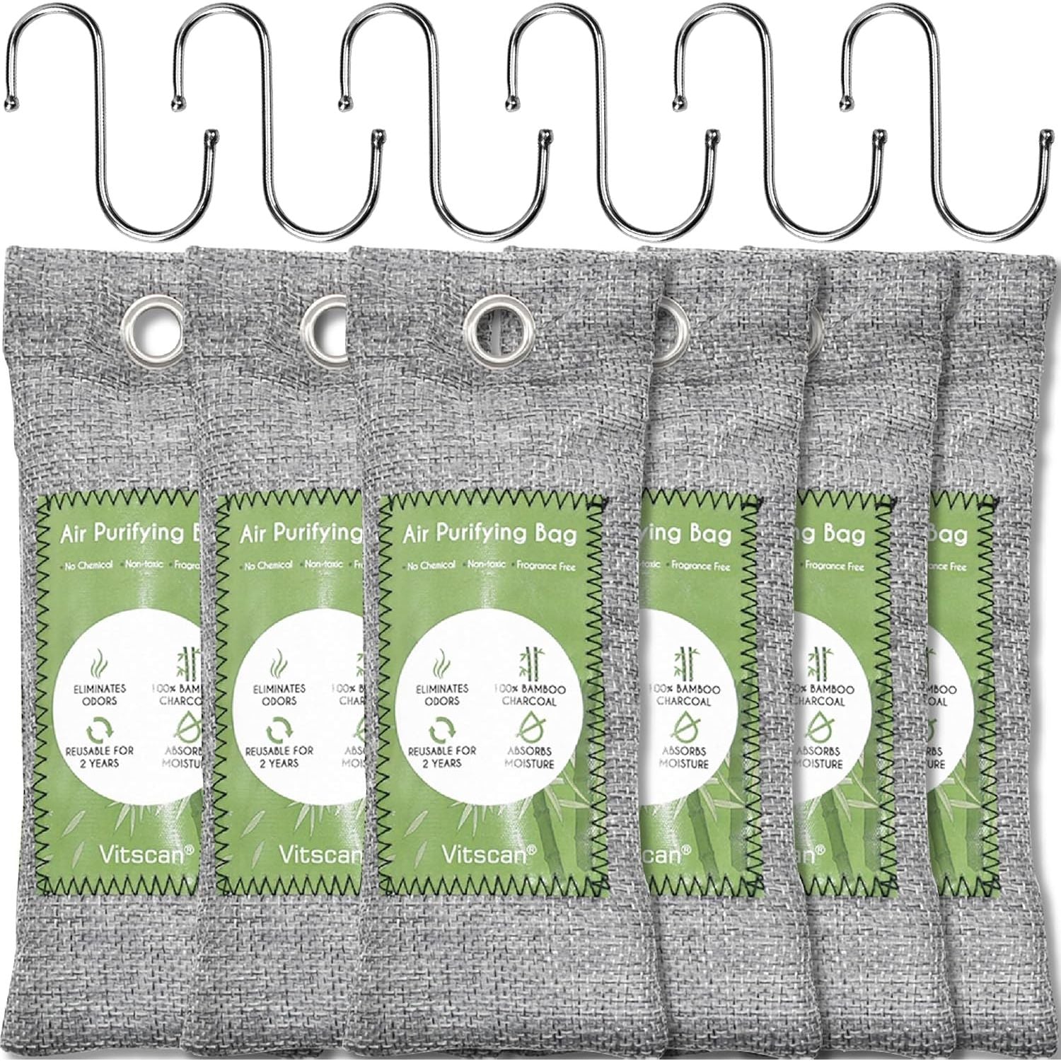 Buy now 12 Pack Bamboo Air Purifying Bag, Activated Charcoal Bags Odor Absorber, Moisture Absorber, Natural Car Air Freshener, Shoe Deodorizer, Odor Eliminators For Home, Pet, Closet (6x50g, 6x150g) Valuable 6 Pack at indiglob india