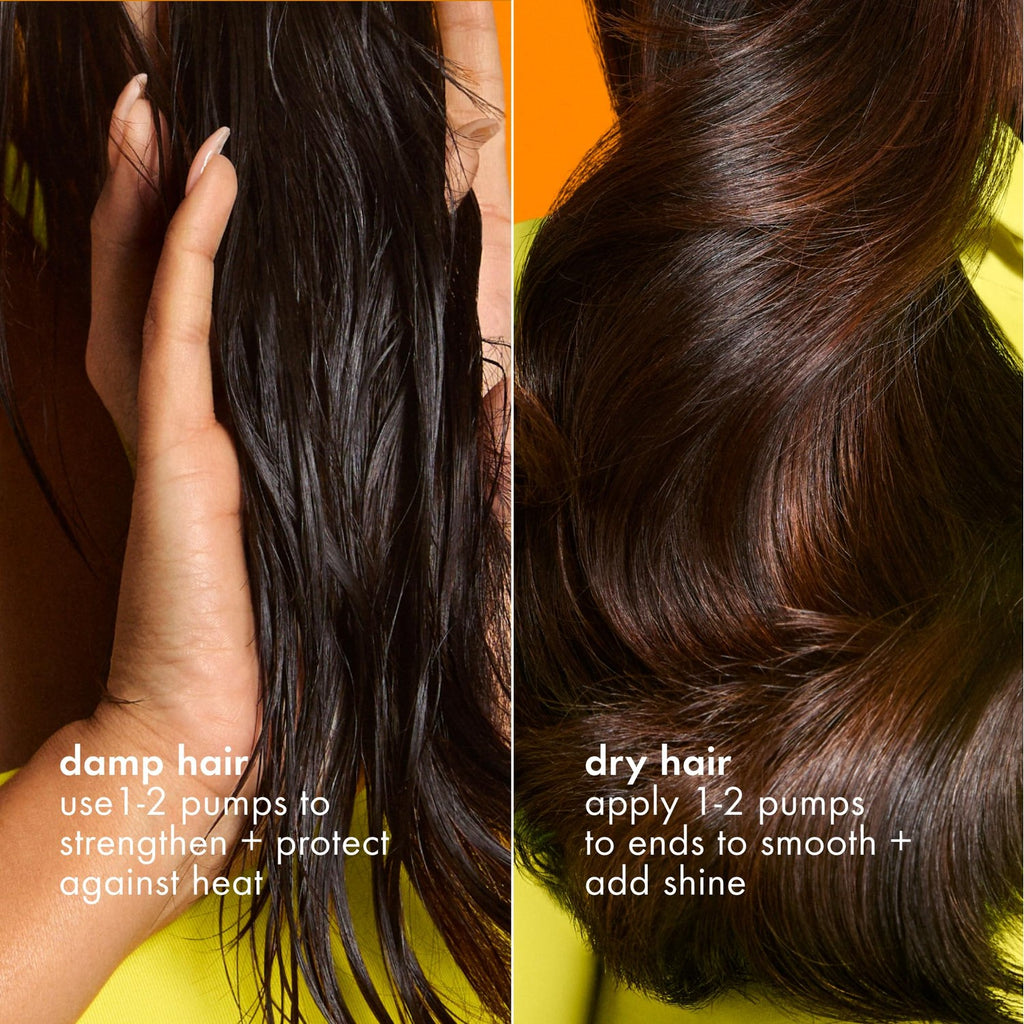 amika superfruit star lightweight hair styling + heat defense oil | heat protection, strengthen + reduce breakage, smooth frizz, add glossy shine | for all hair types