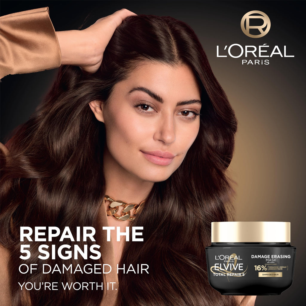 L'Oreal Paris Elvive Total Repair 5 Damage-Erasing Balm Mask, Rinse-Out Hair Treatment, 8.5 fl oz (Packaging May Vary)