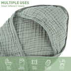 Synrroe 2 Pack Hooded Muslin Cotton Baby Towels (Green/Brown), 32 by 32 Inches, Ultra-Soft & Breathable for Baby Bath Time