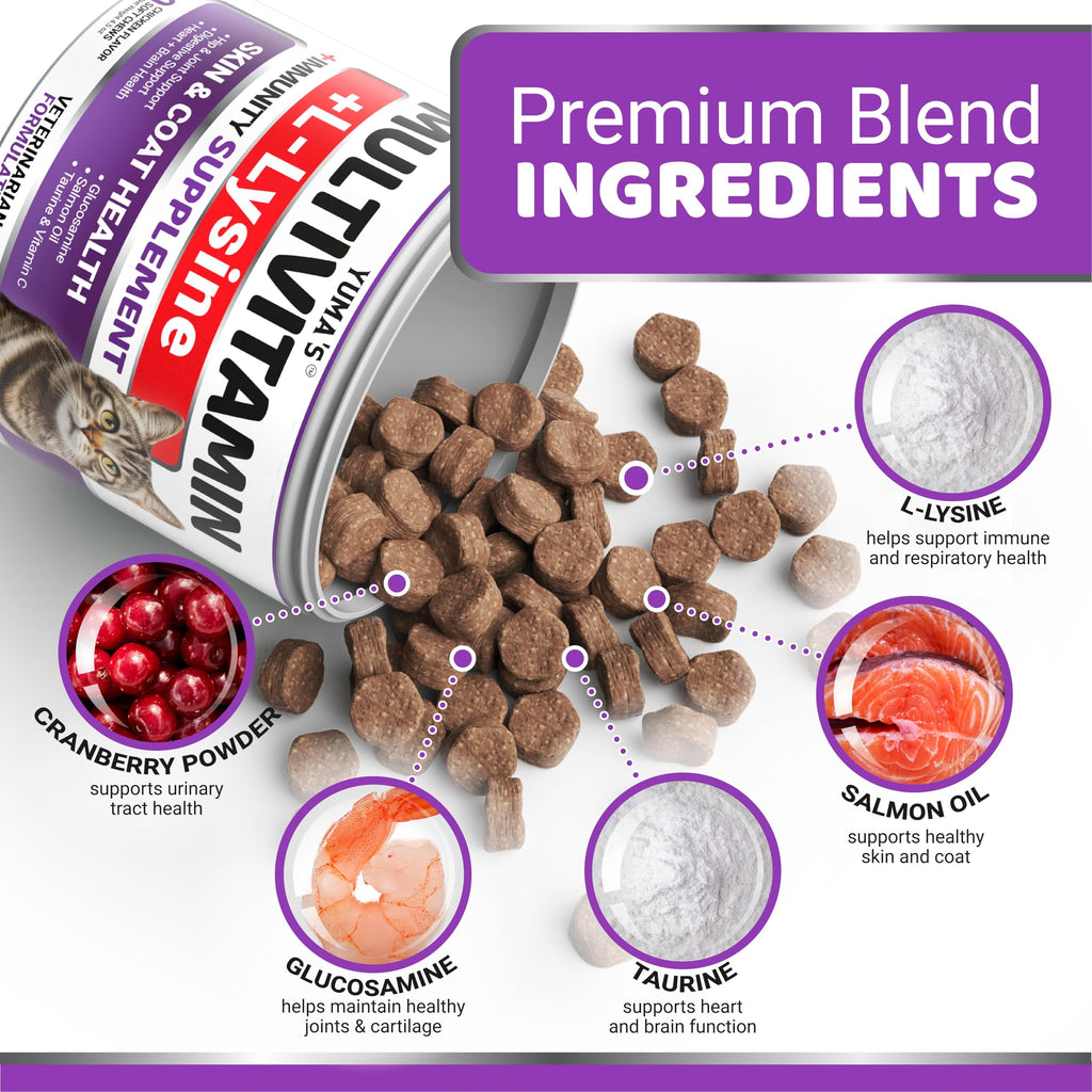 Cat Multivitamin Chews - Cat Vitamins and Supplements - Taurine & Lysine