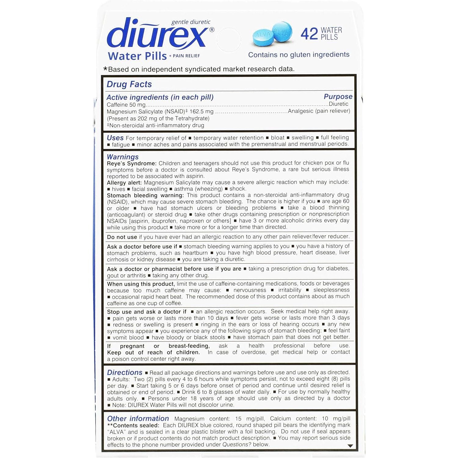 Buy now Diurex Water Pills + Pain Relief - Relieve Water Bloat, Cramps, & Fatigue - 42 Count at indiglob india