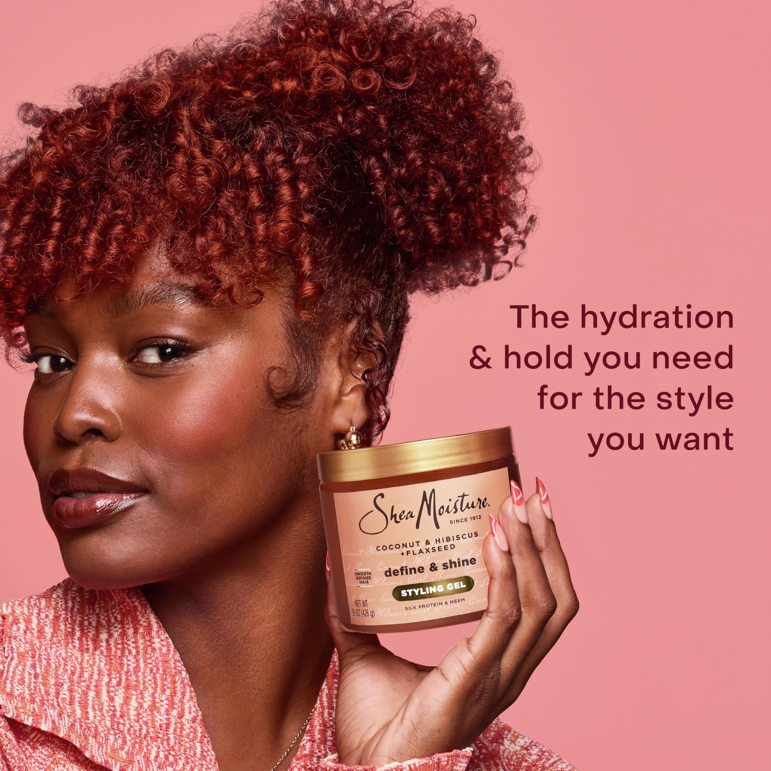 Shea Moisture Coconut & Hibiscus Define & Shine Styling Gel 15oz | For curly hair - hydrates, defines, and controls frizz with Coconut Oil, Flaxseed and Glycerin for lasting hold.
