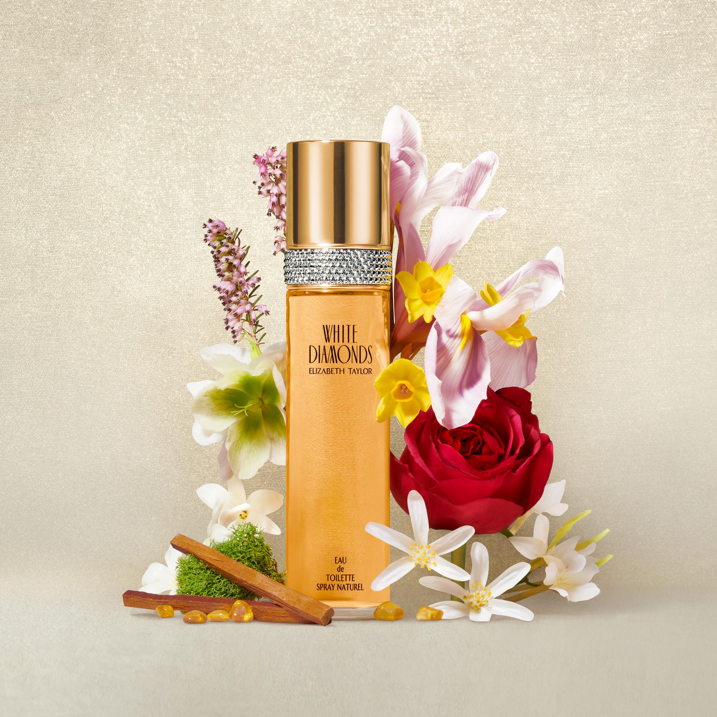 Elizabeth Taylor White Diamonds Eau de Toilette for Women, 3.3 fl oz | Women's floral chypre eau de toilette. Perfume with notes of lily, neroli, warm amber, and sandalwood.