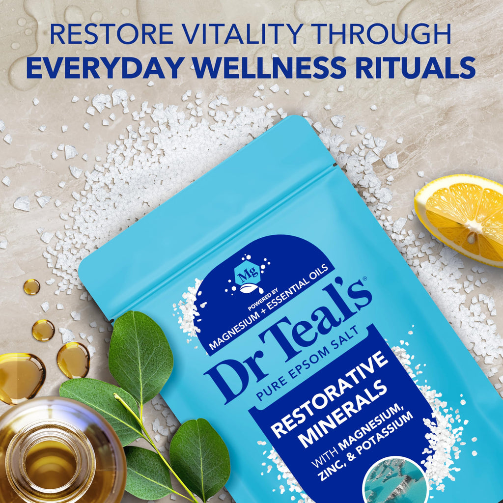 Dr Teal's Epsom Salt Magnesium Soak, Restorative Minerals with Magnesium, Potassium & Zinc, 3 lbs