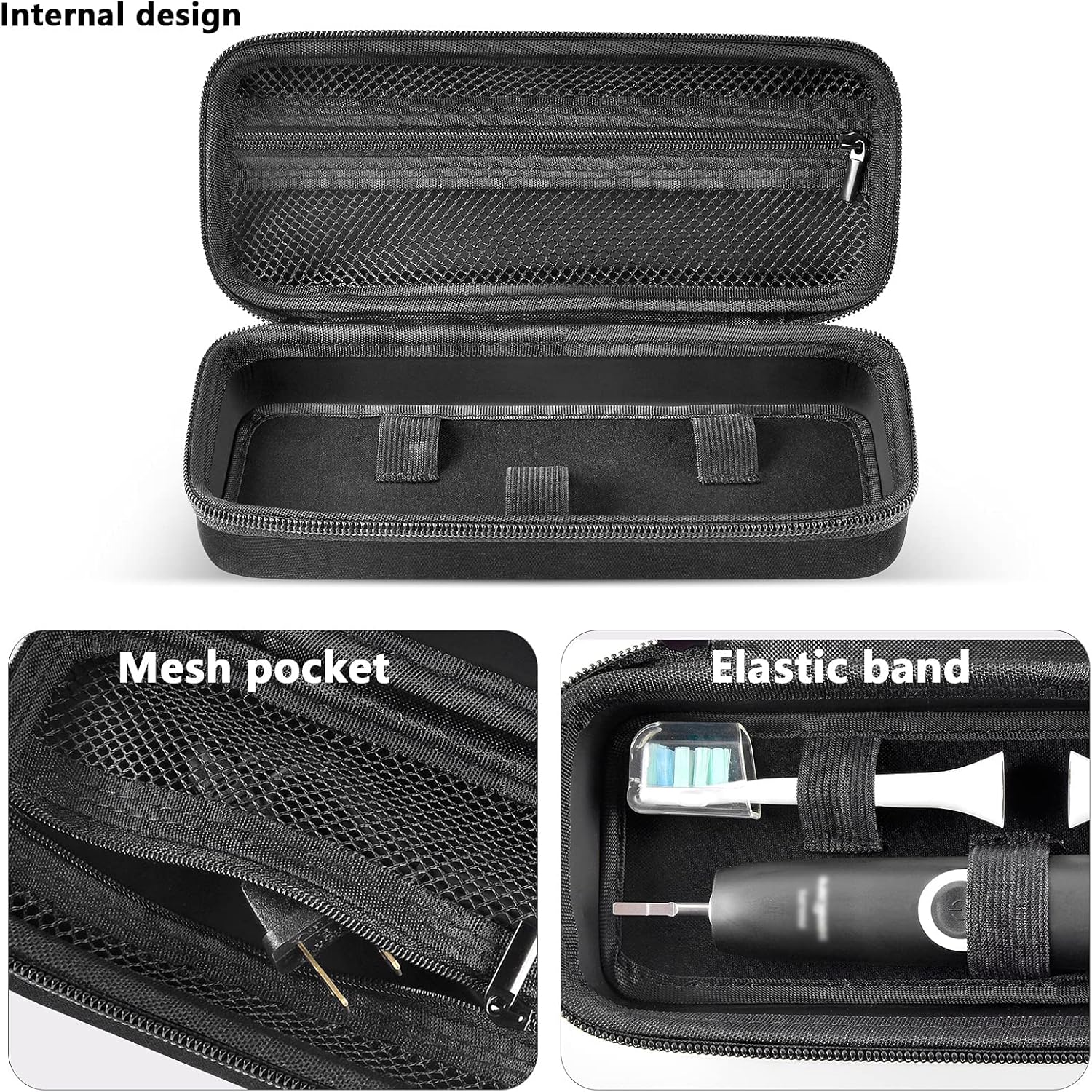 Buy now Toothbrush Travel Case Compatible with Oral-B Pro 1000, 2000, 3000, 3500, 1500/ for Philips Sonicare ProtectiveClean 4100 5100 Electric Toothbrush with Mesh Pocket for Accessories - Black (Bag Only) at indiglob india