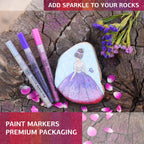 Acrylic Glitter Paint Marker Pens, Medium Pens for Rock Painting, Stone, Ceramic, Glass, Wood, Fabric, Card Making, Canvas, DIY Crafts - Set of 12 Sparkle Paint Markers