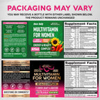 Multivitamin for Women 47in1 - B-Complex, Biotin, D3 & K2, Iron - 90 Caps | Womens Multivitamin - Whole Foods | Hair Growth Support | Digestion & Metabolism - Bioavailable & Gentle on Stomach - 1/Day