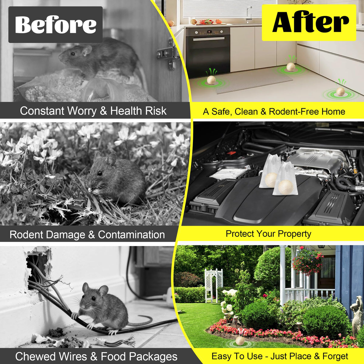 Rodent & Mice Repellent 12 PCS,Mouse Repellent Balls