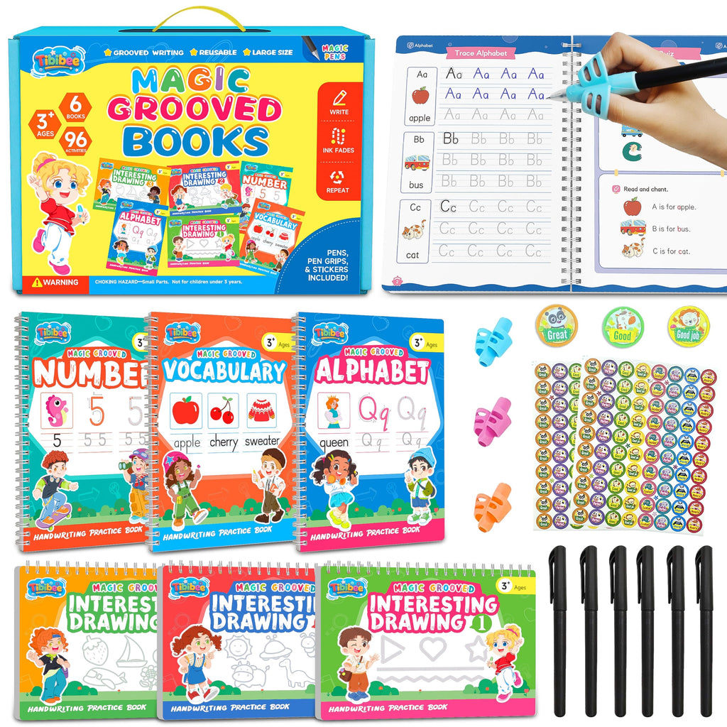 Magic Grooved Writing Practice for Kids, Reusable Grooved Workbook