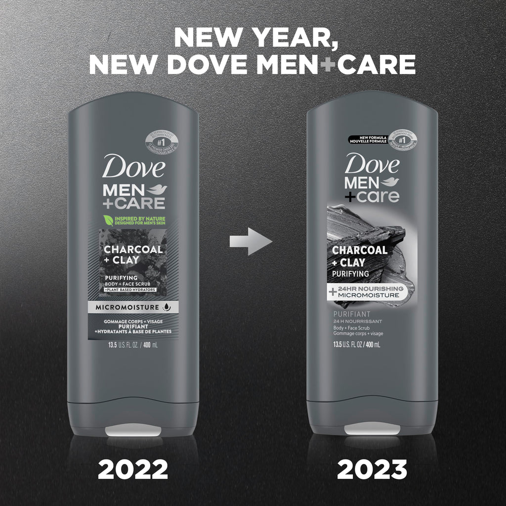 Buy now DOVE MEN + CARE Purifying Charcoal + Clay Body and Face Wash with 24-Hour Nourishing Micromoisture Technology Body Wash for Men, 13.5 oz at indiglob india
