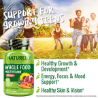 NATURELO Multivitamins for Teenage Girls/Boys, 180 Capsules | Whole Food Multivitamin with Minerals, Non-GMO, Vegetarian