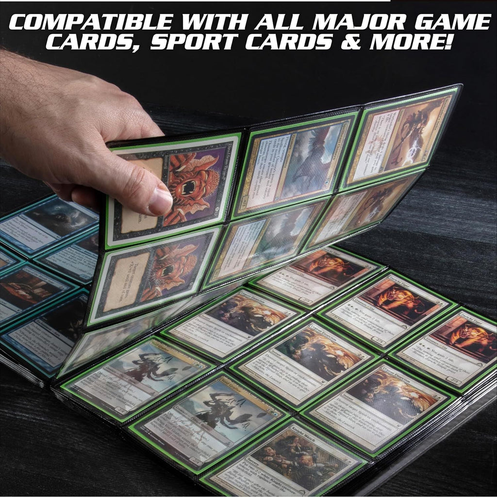 Buy now 9 Pocket Trading Card Binder- Holofoil Green Album w Side Loading Pockets, AntiTheft Anti-Drop- TCG Collector Storage Organizer for 360 CardsCompatible with Pokémon, Yu-Gi-Oh!, MTG Magic The Gathering at indiglob india