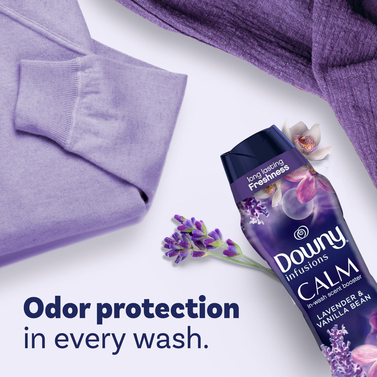 Downy Calm In-Wash Laundry Scent Booster Beads, Soothing Lavender and Vanilla Bean scent, 30.1 OZ, laundry scent beads, Long-lasting Freshness