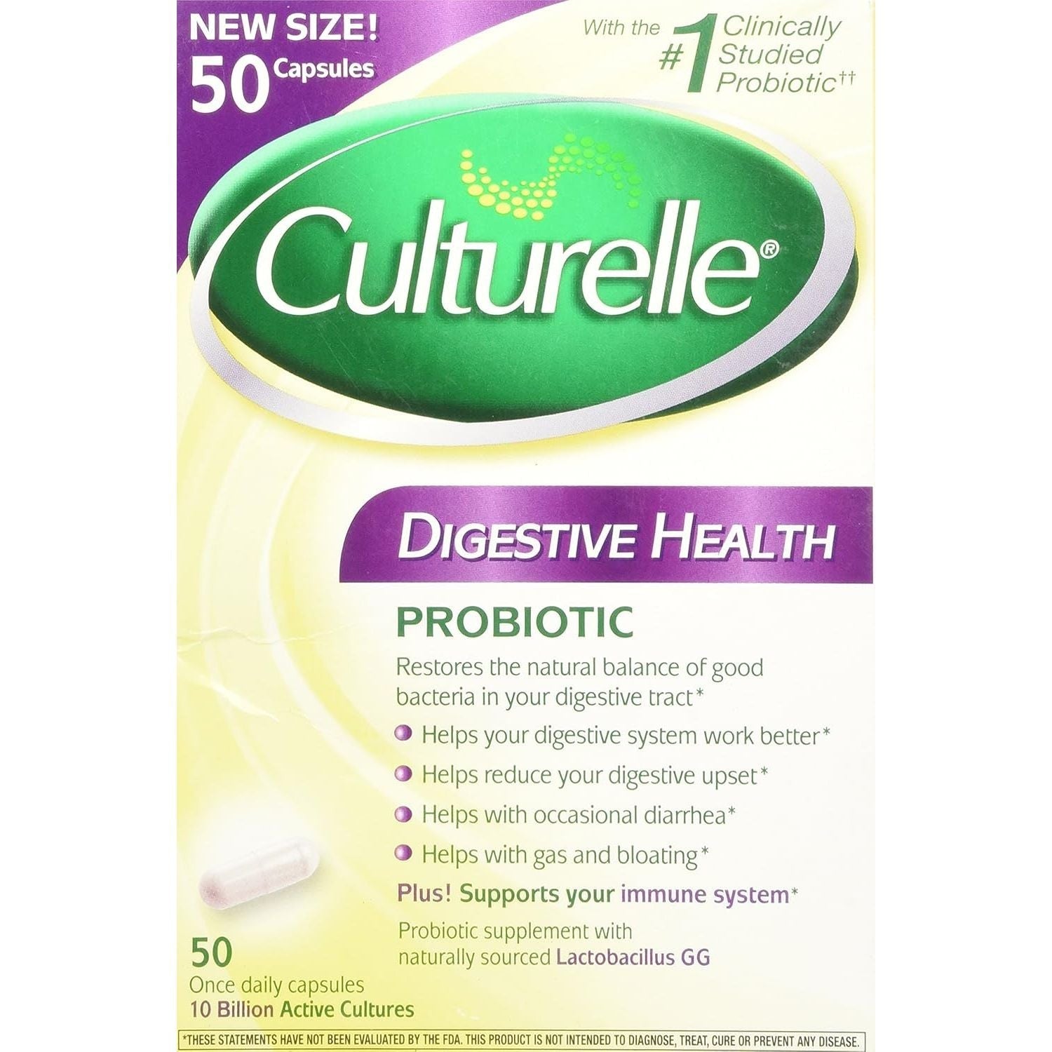 Buy now Culturelle Daily Probiotic Capsules For Men & Women, Most Clinically Studied Probiotic Strain, Digestive & Gut Health, Supports Occasional Diarrhea, Gas & Bloating, 1 Month Supply, 30 CT 50 Count (Pack of 1) at indiglob india