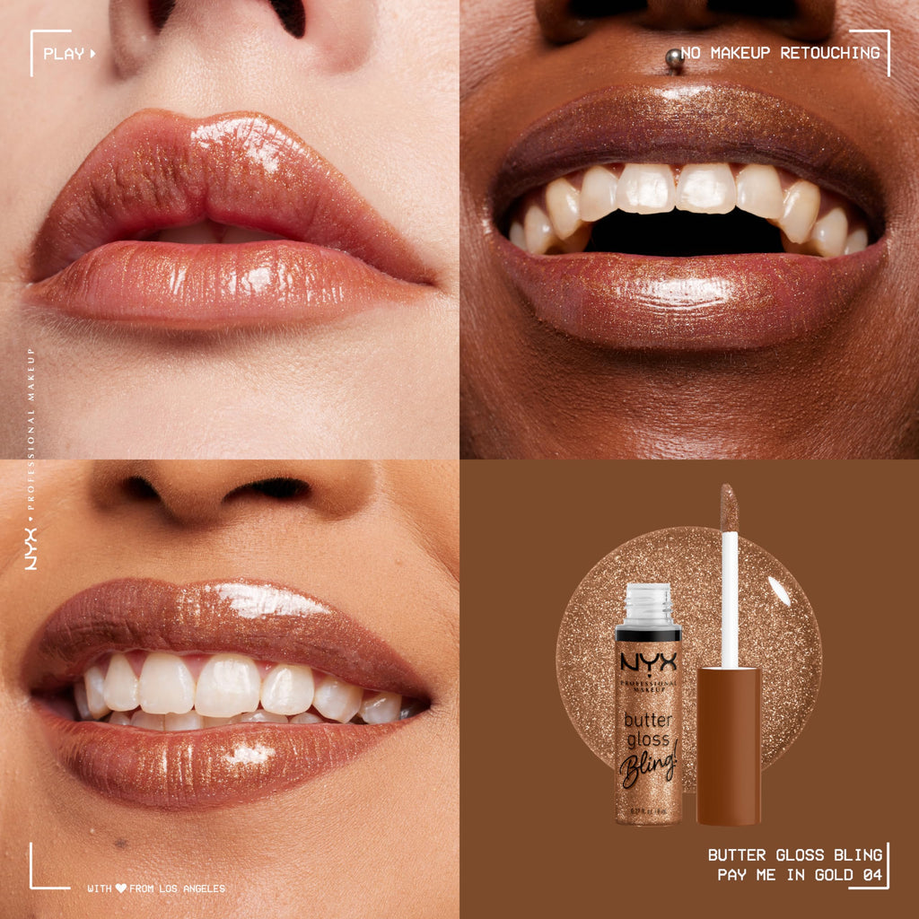 Buy now NYX PROFESSIONAL MAKEUP Butter Gloss Bling Lip Gloss, Non Sticky and Shiny Vegan Lip Makeup - Shimmer Down at indiglob india