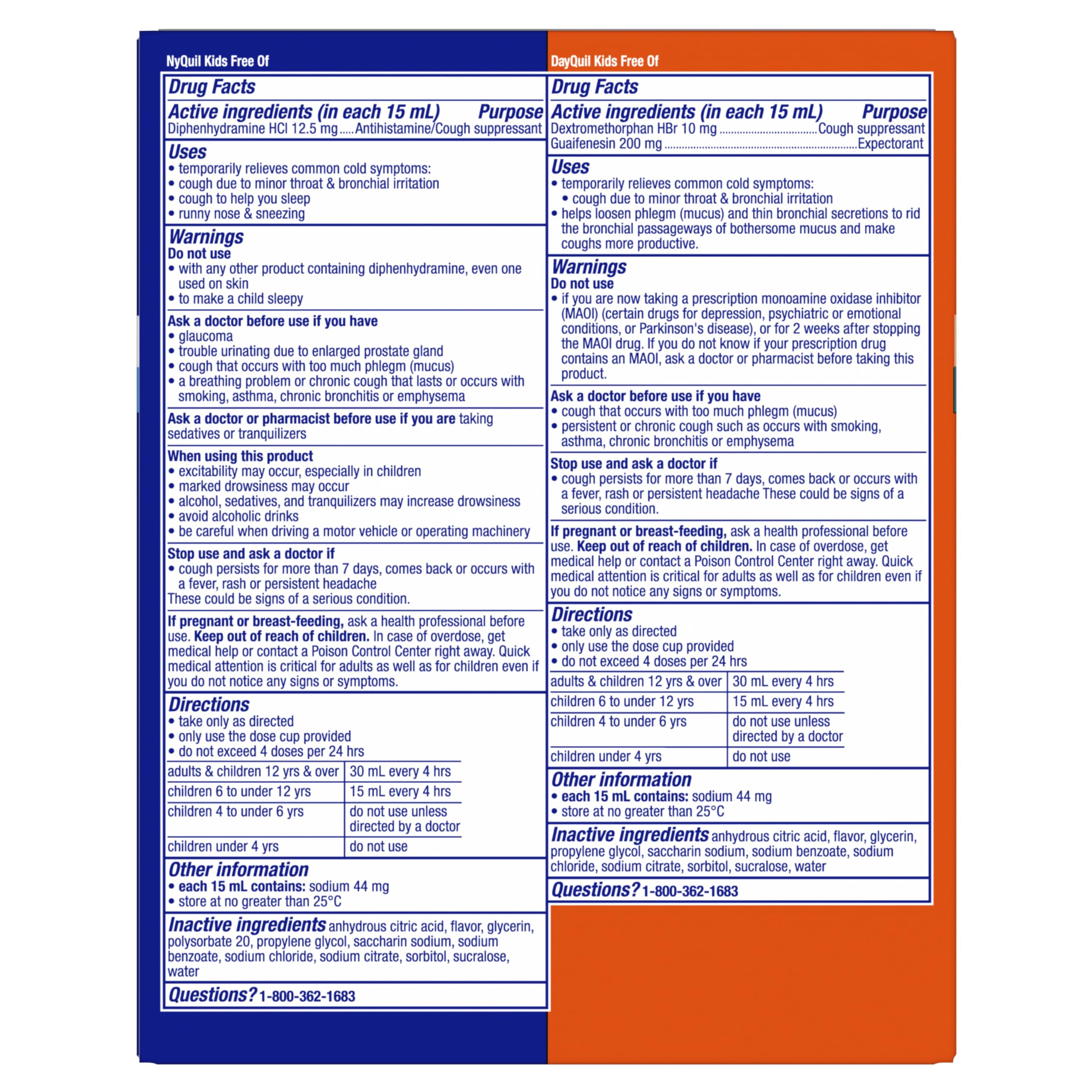 Buy now VICKS Kids DayQuil & NyQuil Cold & Cough Relief Liquid Co-Pack, Free of Artificial Dyes & Sugar, Multi-Symptom Relief of Cough, Sneezing, Runny Nose, Mucus, and Chest Congestion, for Ages 6+, 2x6oz at indiglob india