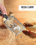 Chicken Poop Scooper for Coop,2 Pack Chicken Coop Poop Scoop Shovel with 3.8mm & 5mm Mesh, Metal Chicken Coop Rake and Scoop Tool,Scooper Shovel for Sifting Sand, Litter, Chicken Supplies