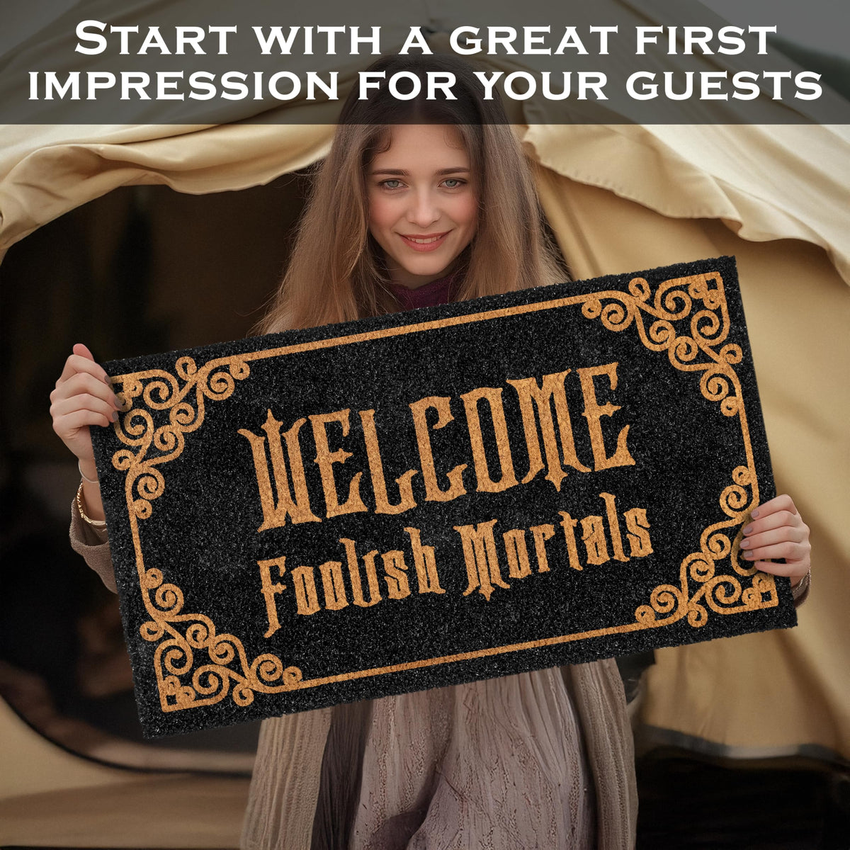 Welcome Foolish Mortals Doormat 30x17 Inch Haunted Mansion Welcome Mat Coir