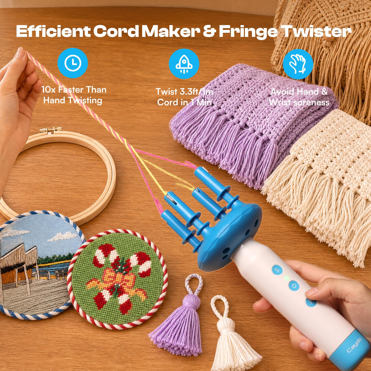 Caydo Cord Maker Fringe Twister Machine T1, Cording for Needlepoint &Sewing