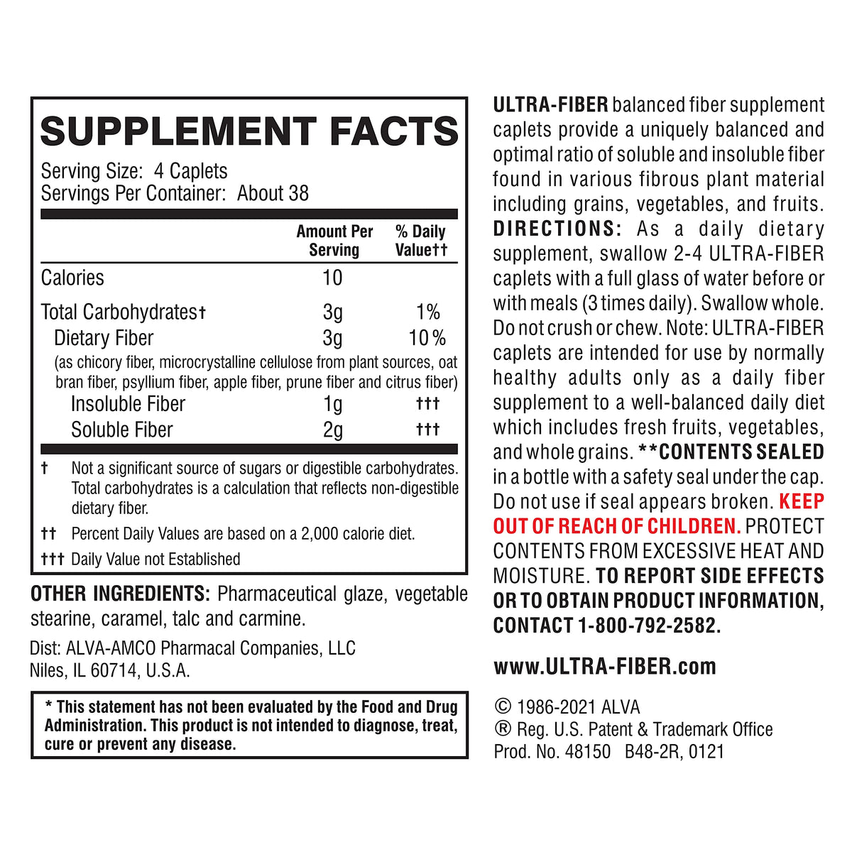 Ultra-Fiber High Fiber Supplement, Soluble & Insoluble Fiber, 150 Count