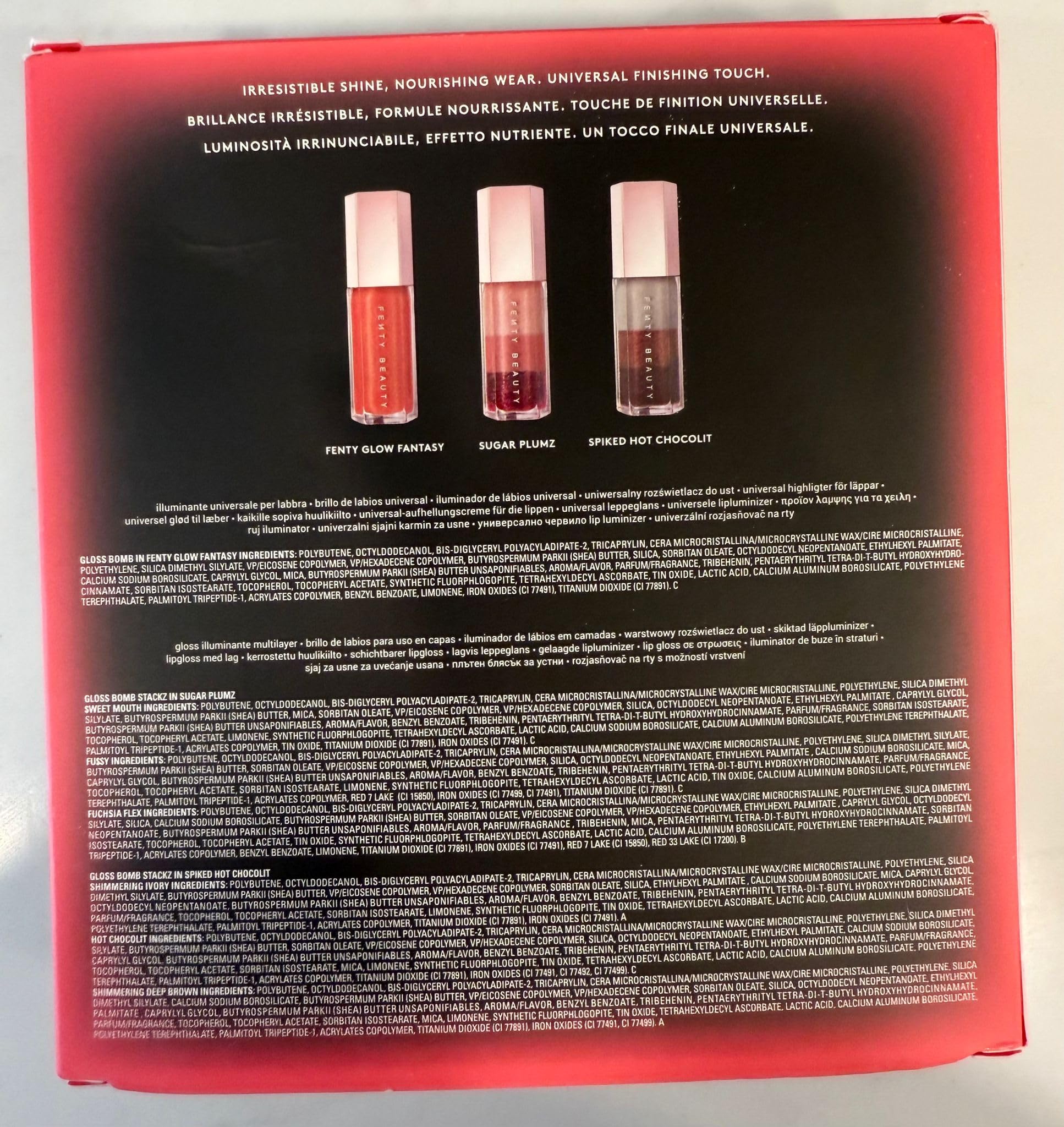 Buy now FENTY BEAUTY Glossy Posse VIII 3-Piece Lip Luminizer Set | Shades Fenty Glow Fantasy, Sugar Plumz, Spiked Hot Chocolit | 3 x 0.3 Fl Oz at indiglob india