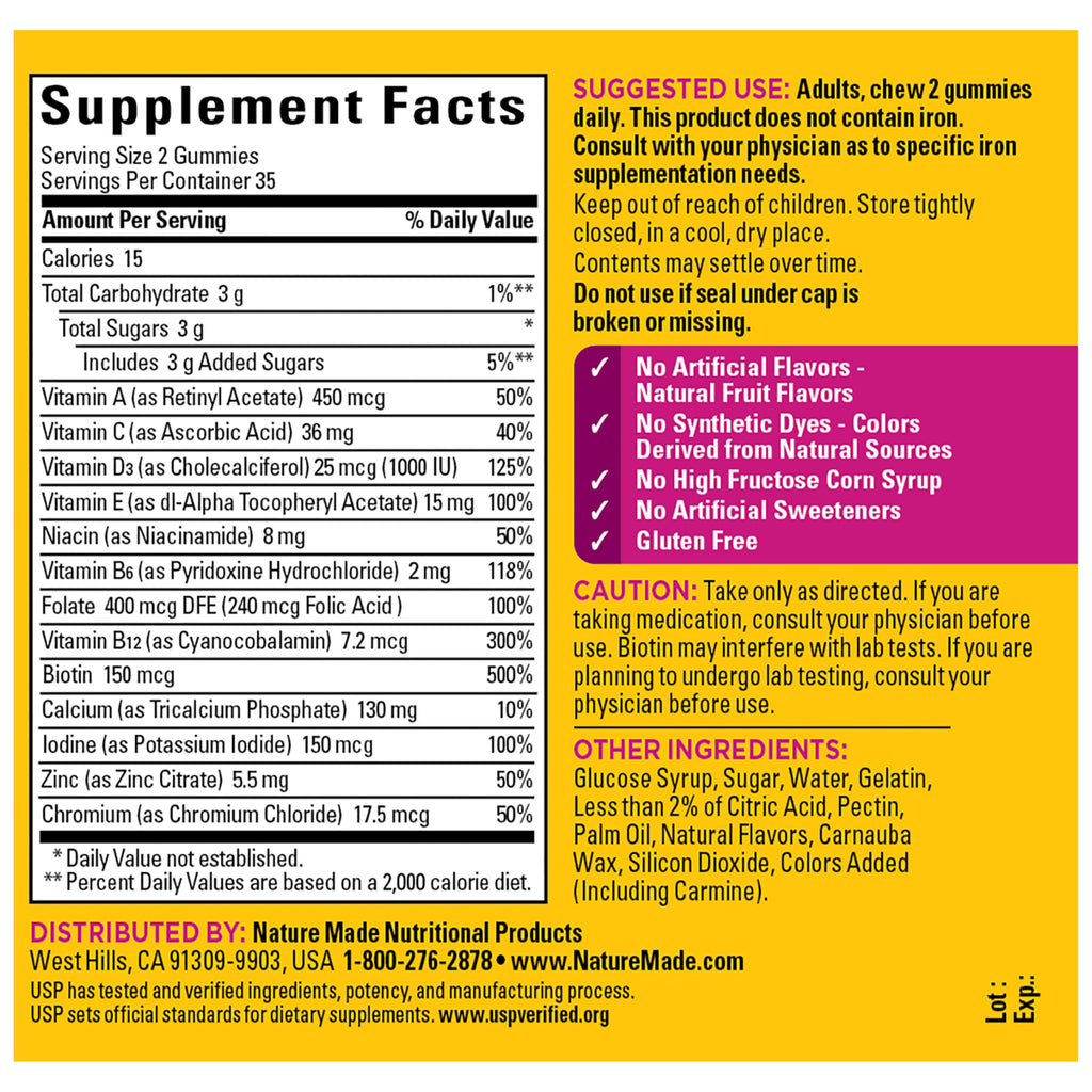 Nature Made Multivitamin for Women, 70 Multi Vitamin Gummies | Womens Gummy Multivitamins for Daily Nutritional Support, Strawberry Flavored, 35 Day Supply