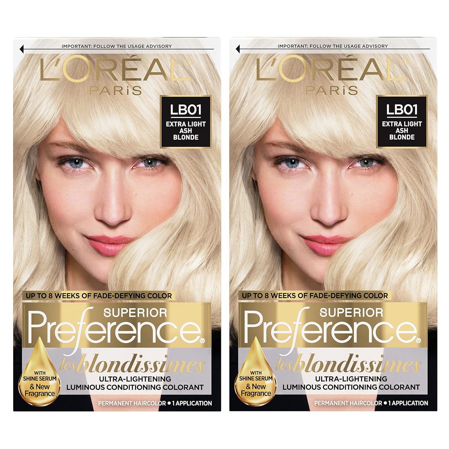 Buy now L'Oreal Paris Superior Preference Luminous Fade-Defying Permanent Hair Color, Hair Dye For Up to 9 Weeks of Radiance, Light Ash Blonde 9A, 1 Hair Dye Kit LB01 Extra Light Ash Blonde 1 Count (Pack of 2) at indiglob india