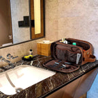 Buy now Elviros Toiletry Bag for Men, Large Travel Shaving Dopp Kit Water-resistant Bathroom Toiletries Organizer PU Leather Cosmetic Bags at indiglob india
