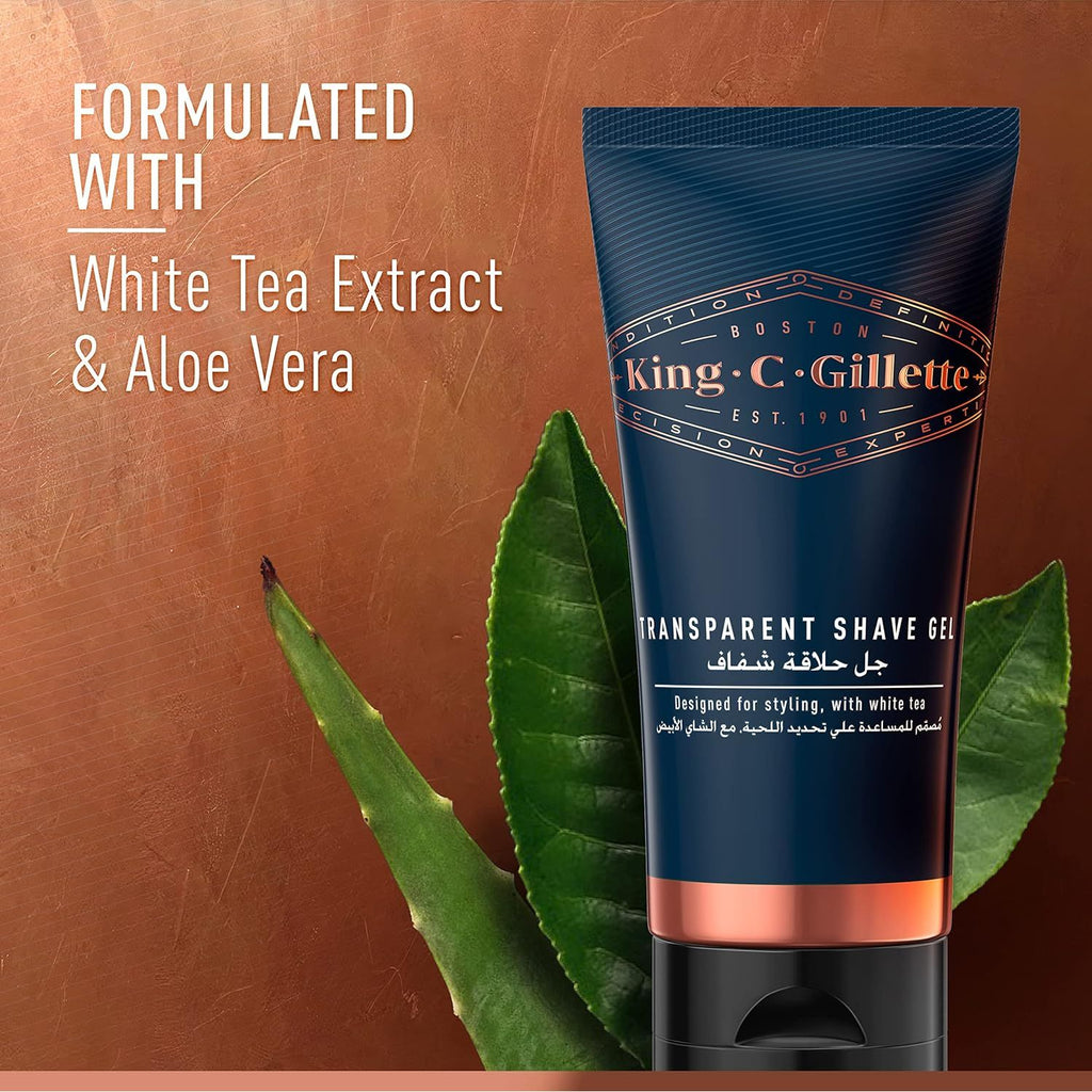 Buy now King C. Gillette Menâ€™s Transparent Shave Gel with White Tea and Argan Oil, 5oz at indiglob india