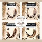 Premium imported 21 natural color hair extensions, 9''–14'', showcasing unique natural tones perfect for styling.