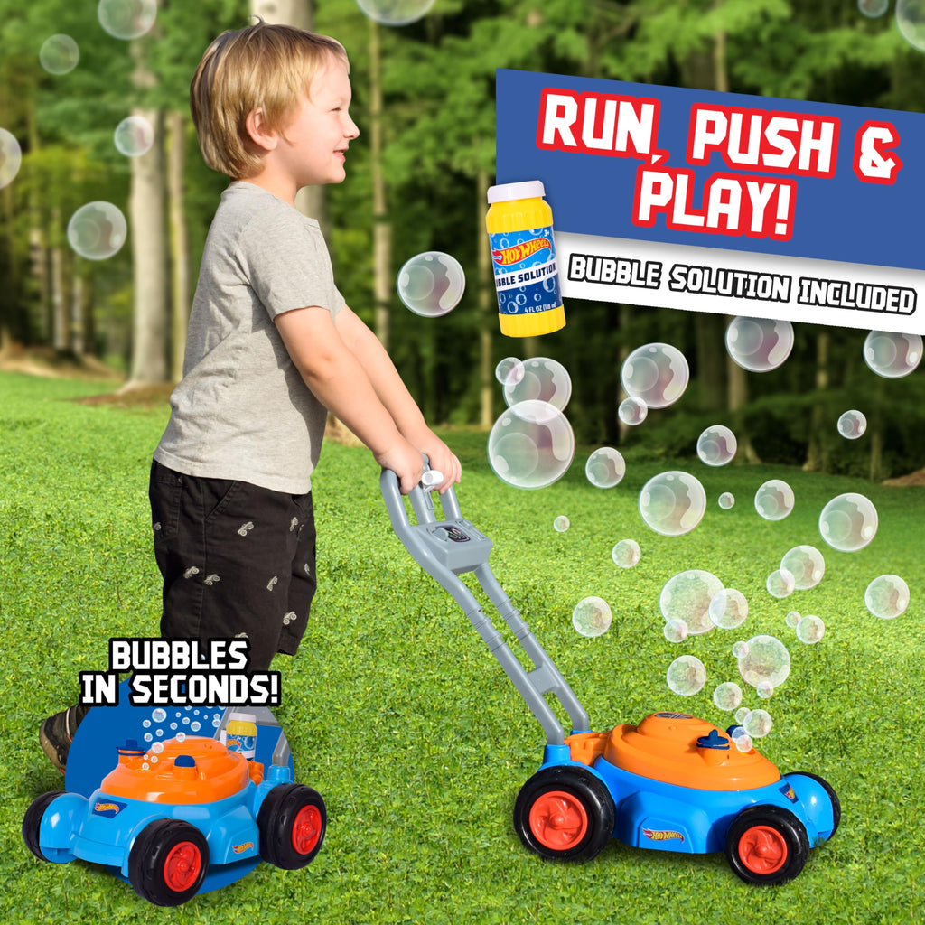 Buy now Hot Wheelsƒ?› Bubble Lawn Mower for Toddlers, Bubble Blowing Machines, Indoor/Outdoor Gardening Toy, Birthday Gift for Prechool Girls and Boys, No Batteries Required, Includes Bubble Solution, 2+ at indiglob india