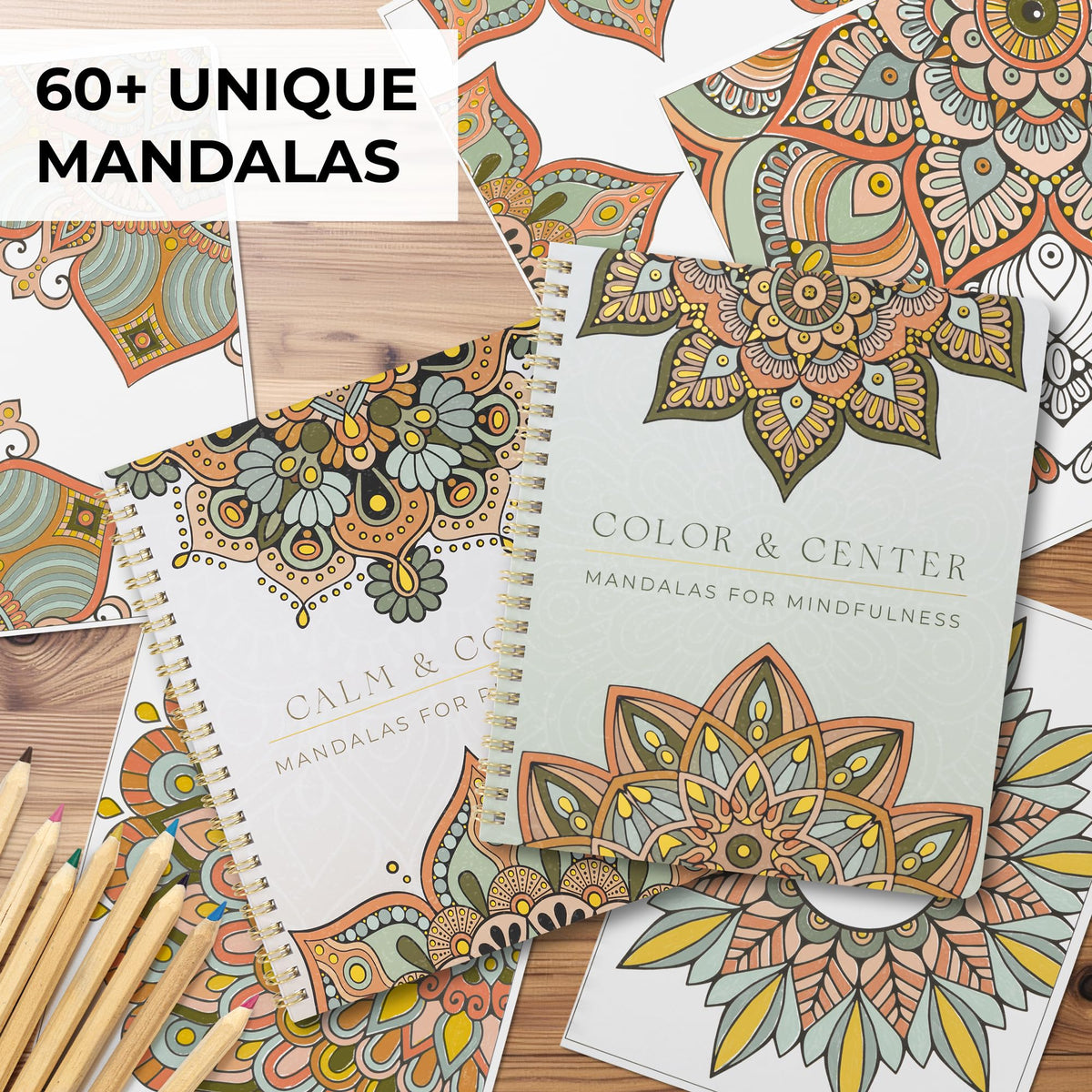 Beautiful Adult Coloring Book Set of 2 for Relaxation - Mandala Books
