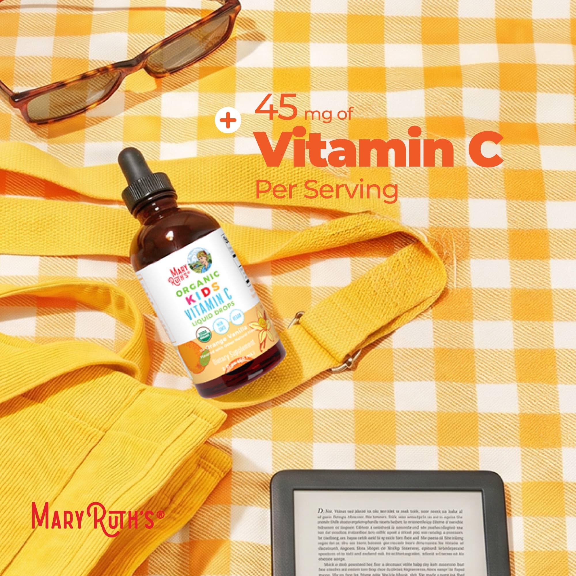 MARYRUTH'S USDA Organic Kids Vitamin C Drops, Immune Support, 2 oz | Vegan, Immune Support Supplement, Overall Health, Vitamin C from Organic Acerola Fruit Extract