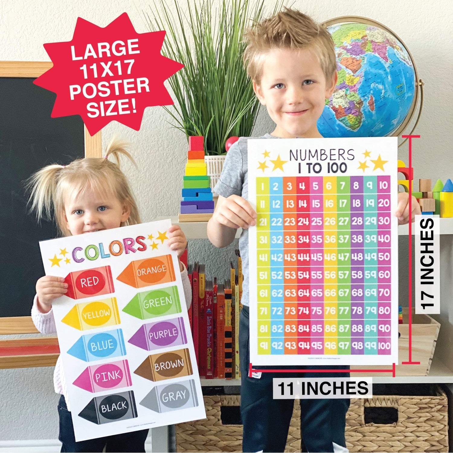 Buy now Hadley Designs 16 Educational Posters for Classroom Decor - Colorful Educational Posters for Toddlers 1-3, Toddler Learning Poster for Kids Ages 3-5, Kindergarten & Preschool Classroom Must Haves at indiglob india