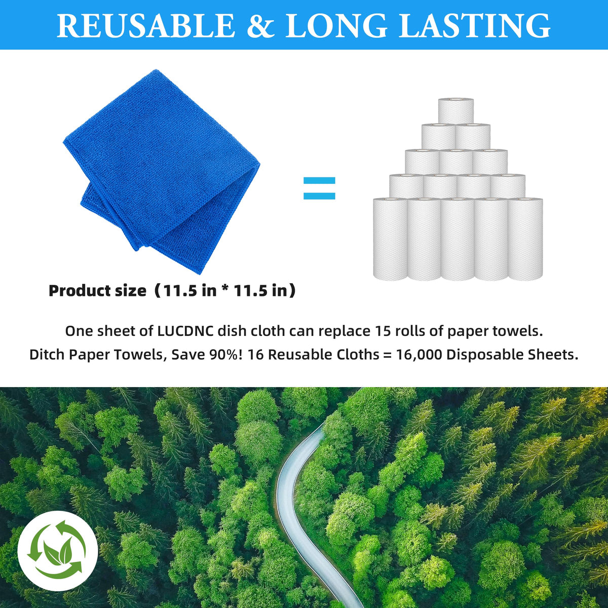lucdnc Microfiber Cleaning Cloths 16 Pack 8 Colors 11.5"x11.5"