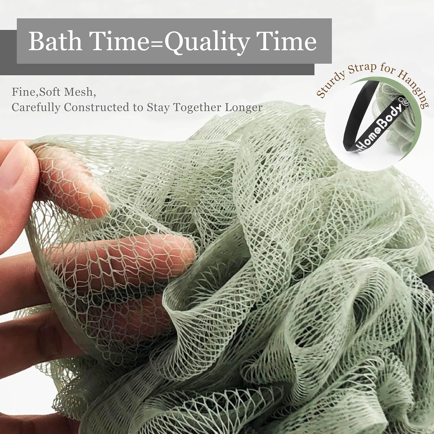 Buy now myHomeBody Large 70g Loofah Sponge, Bath Body Scrubber for Women, Men, Exfoliating Shower Pouf with Activated Charcoal - 2 Graphite Gray + 1 Sage Green, 3 Pack at indiglob india