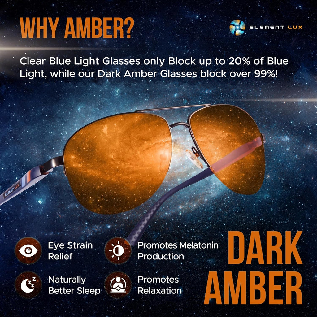 Buy now Blue Light Blocking Glasses Amber Lenses - For Better Sleep, Gaming, Eye Strain, Computer at indiglob india