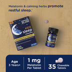 Mommy's Bliss Kids Sleep Support Melatonin Chewable, Grape Flavor, 35 Ct | Tablets; Calming Herbs; Sugar Free Kids Melatonin, Age 3+; 35 Count (Pack of 1)