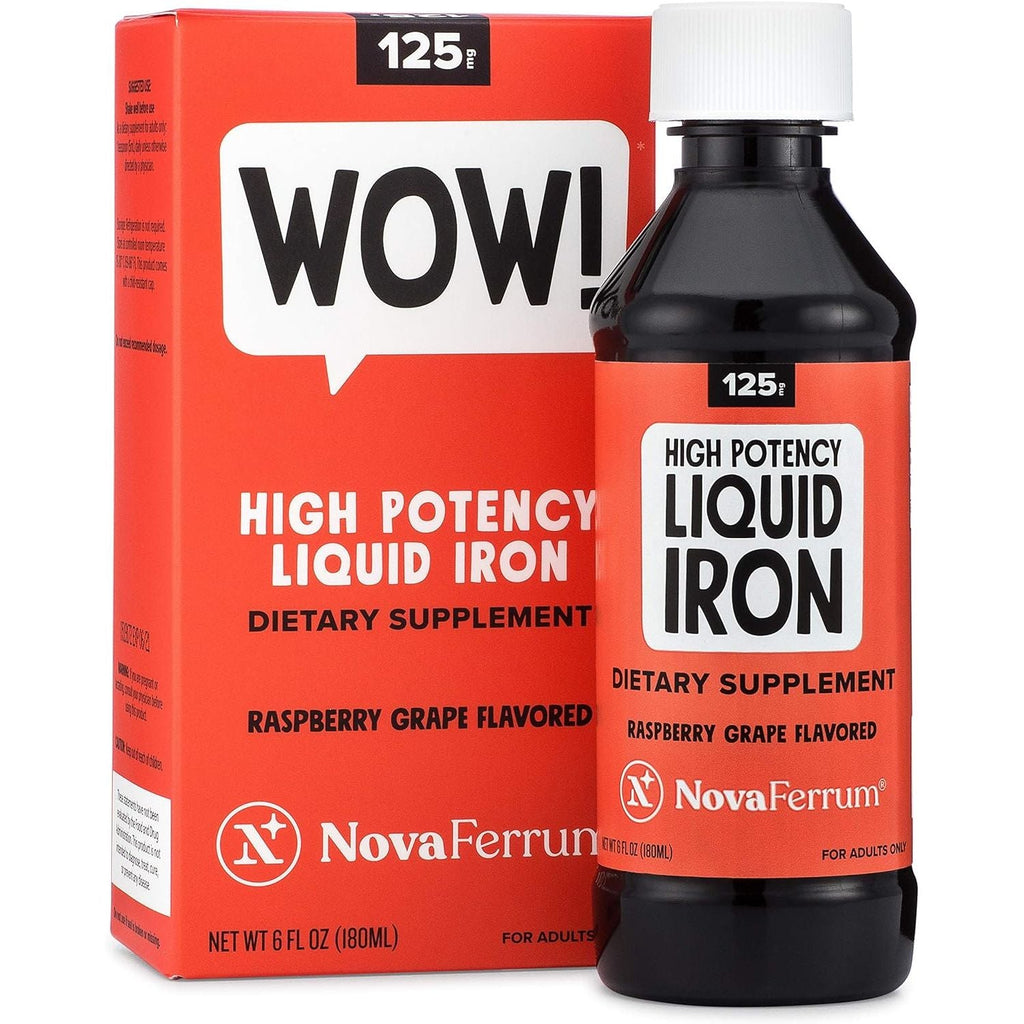 Buy now NovaFerrum Wow, 125 High Potency Liquid Iron Supplement for Adults, Iron Deficiency, 125mg of Iron Per 5mL Dose, Vegan Verified, Gluten Free Certified, Sugar Free at indiglob india