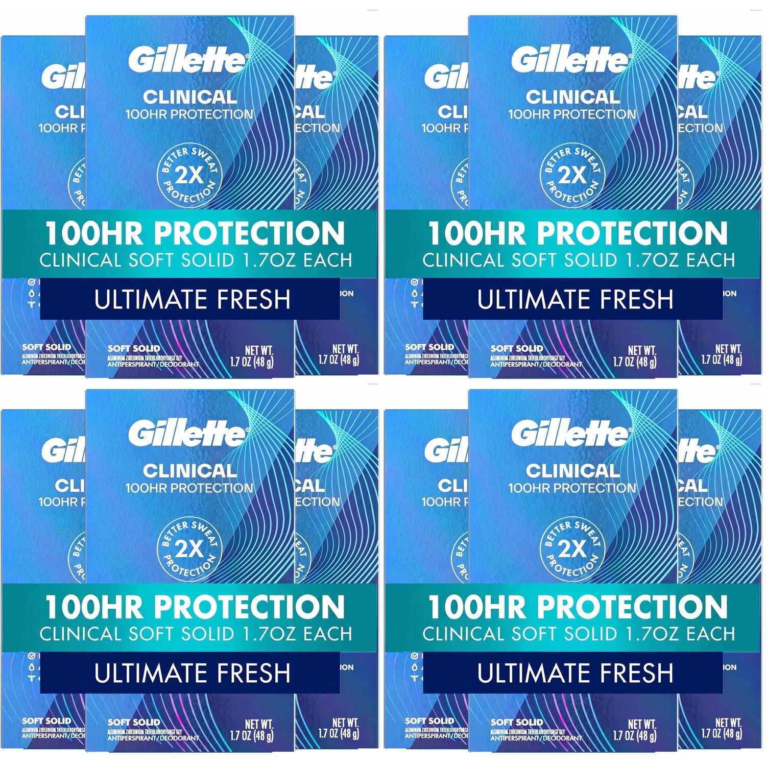 Gillette Clinical Antiperspirant and Deodorant for Men, 100HR Sweat & Odor Protection, Long Lasting Freshness, Anti-White Mark Technology, Soft Solid, Ultimate Fresh Scent, 1.7 oz (Pack of 3)