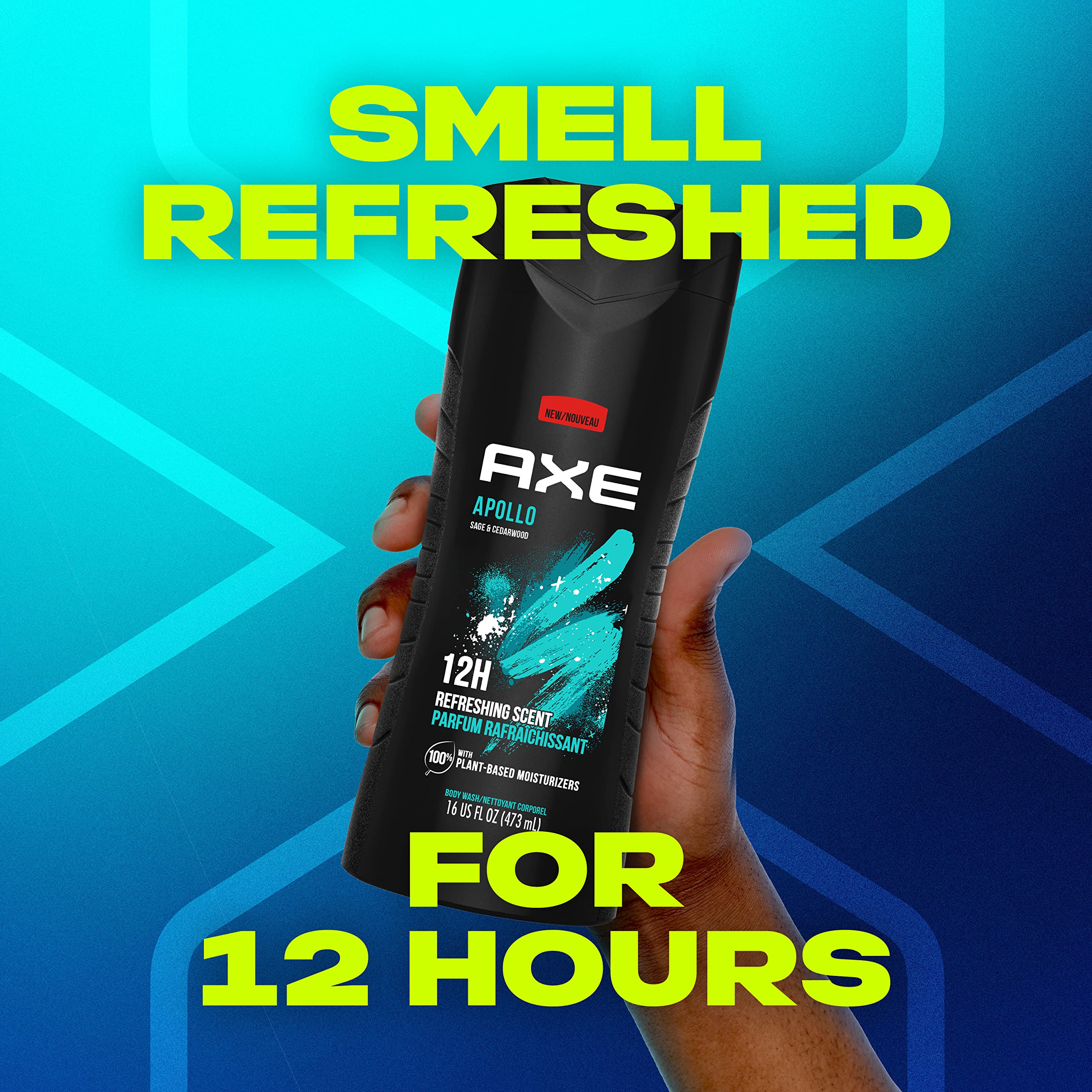 AXE Sage & Cedarwood Body Wash Apollo 4 Count 16 fl oz | For Long Lasting Freshness Men's Body Wash with Odor-Busting Prebiotics