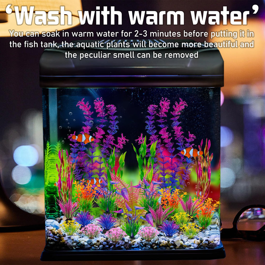 Ameliade Artificial Aquarium Plastic Plants Fish Tank Decorations, 25PCS