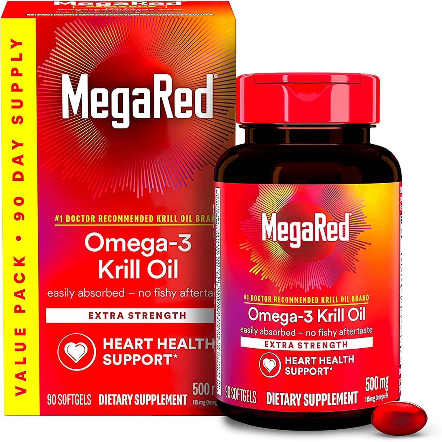 Buy now MegaRed - Omega-3 Krill Oil 350mg Softgels (130 Count in A Bottle), EPA & DHA Omega-3 Fatty Acids with No Fishy Aftertaste Unlike Fish Oil, Contains Antioxidant Astaxanthin 500mg at indiglob india