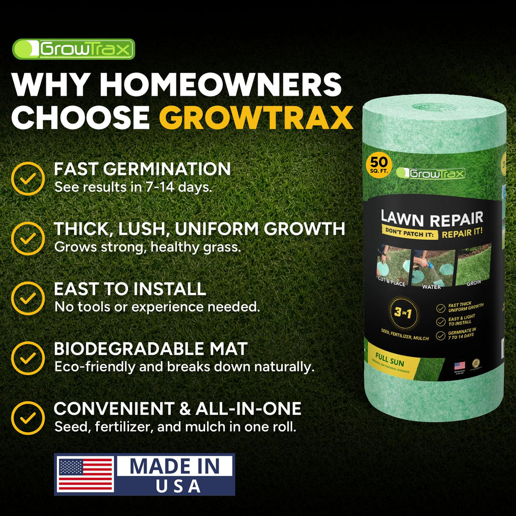 Growtrax Biodegradable Grass Seed Mat - 50 Sq Ft Bermuda Rye