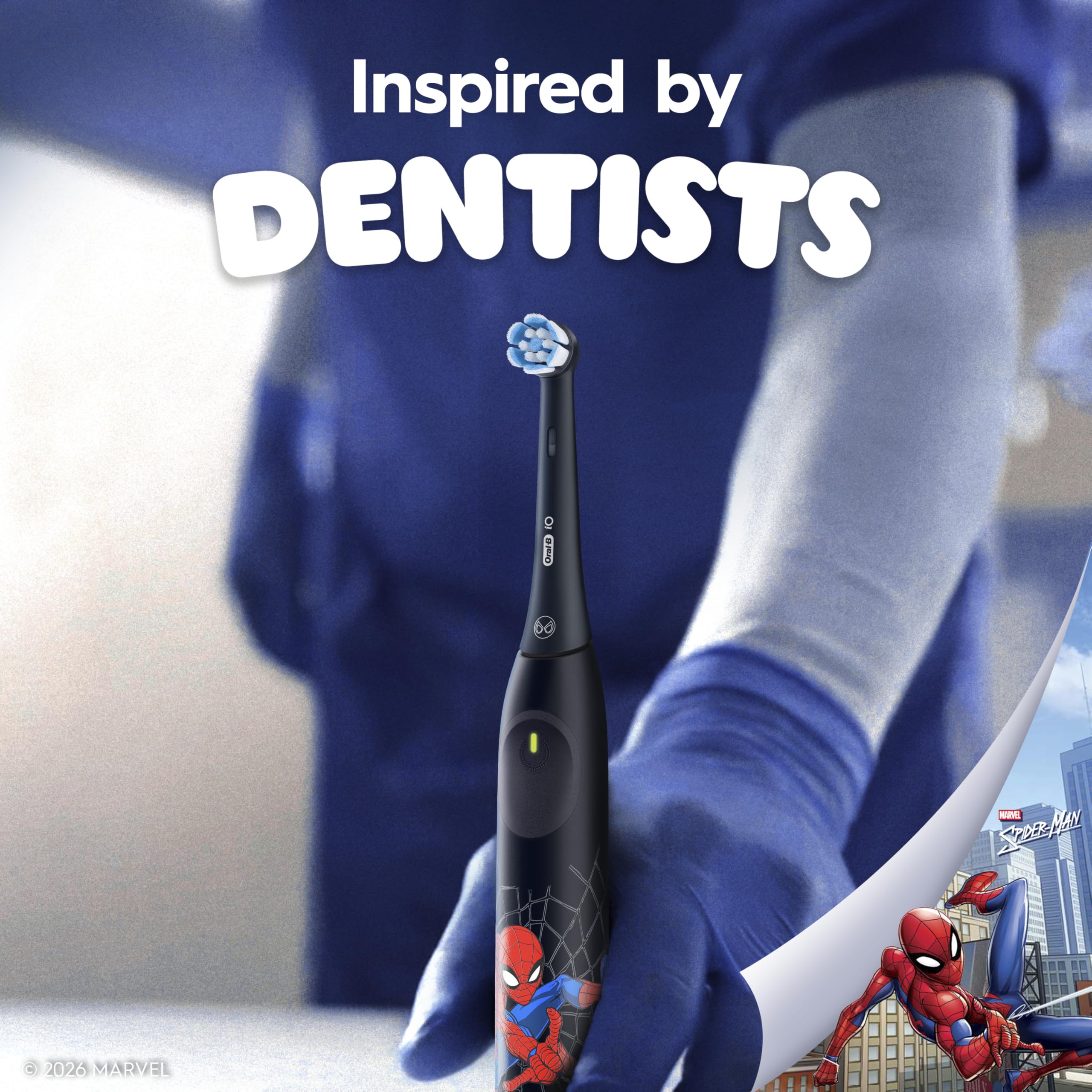 Buy now Oral-B iO Kids Limited Rechargeable Electric Powered Toothbrush, Spiderman with 1 Gentle Care Brush Head - Automatic Pressure Sensor to Protect Gums - 3 Cleaning Settings - 2 Min Music Timer at indiglob india