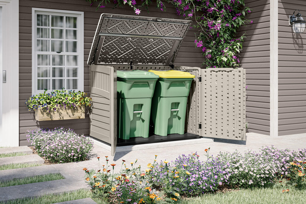 Suncast 5.9' x 3.7' Horizontal Stow-Away Storage Shed, Resin, Hinged Lid